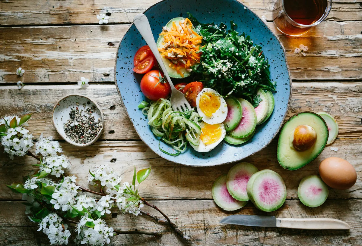 Healthy fresh fruits and vegetables promoting nutrition and wellness